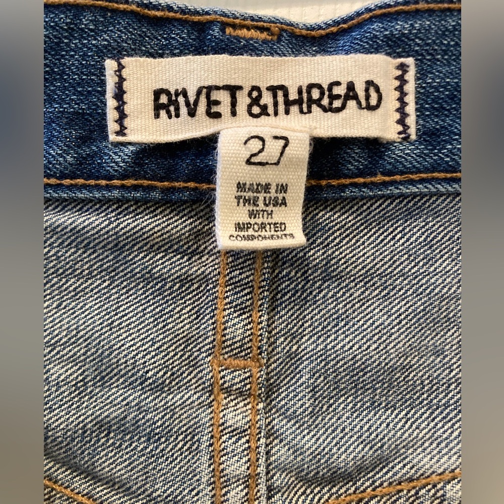 Madewell Rivet & Thread Patch Boy Jeans High-Rise Hippie 70s Womans Size 27 - Picture 2 of 16